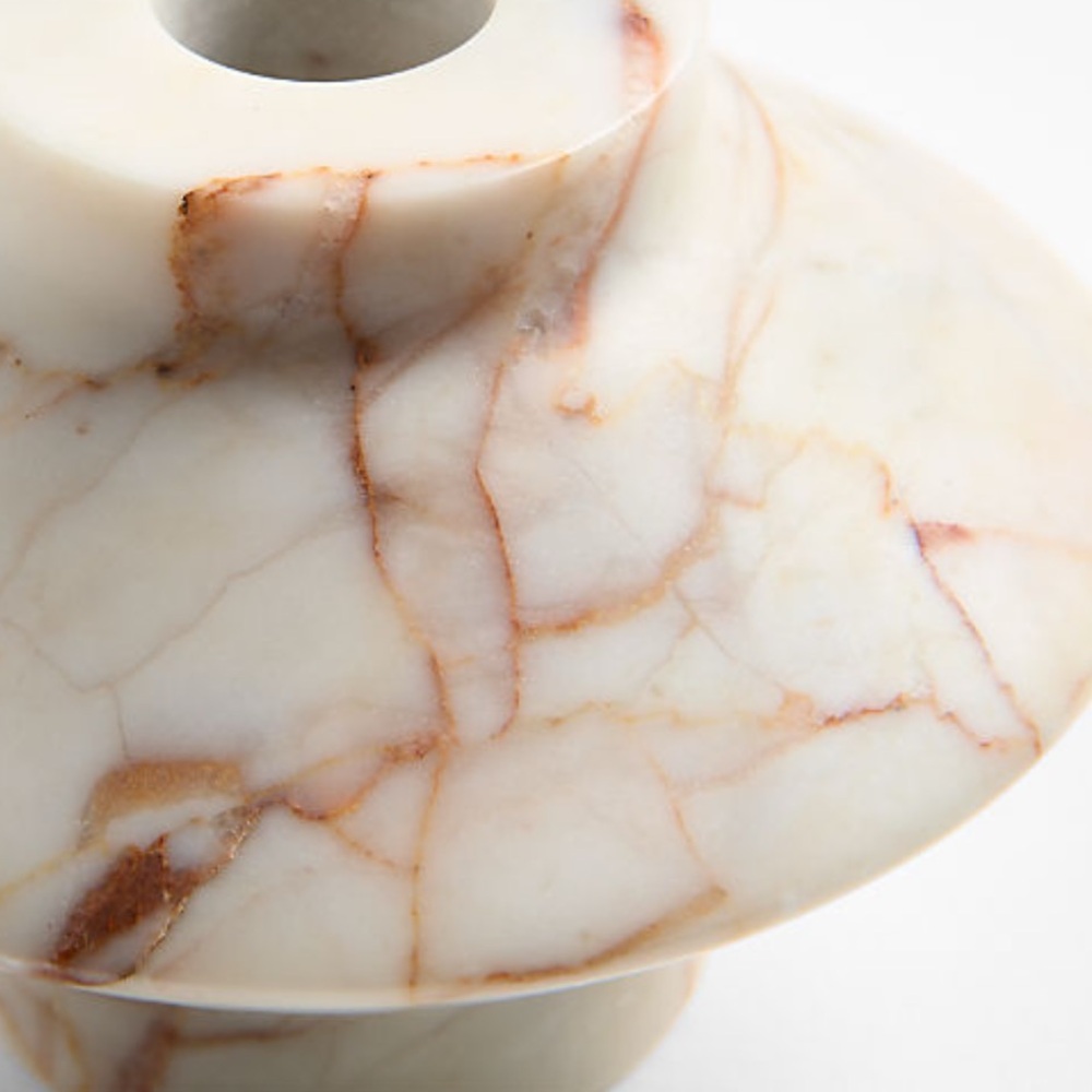 New! Crate&Barrel Ivory Pinkie Marble Candle Holder - Picture 5 of 5